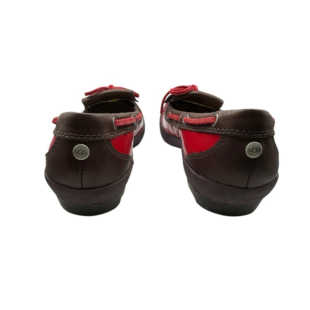 UGG Australia Loafers Women's 7.5 Red Brown Leather Moccasins Shearling Lined - Picture 9 of 10